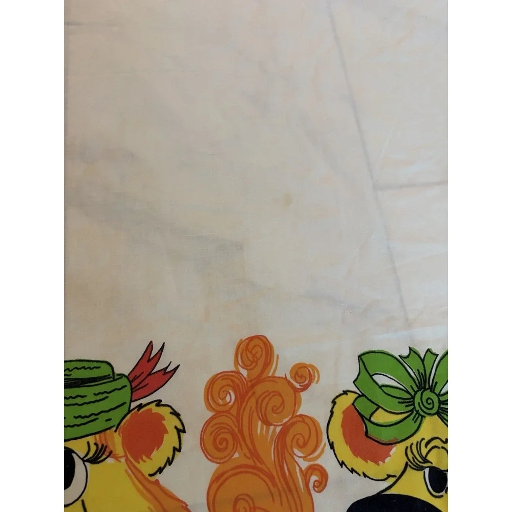VTG Lady Pepperell Lion Flat Sheet Twin 72x104 Groovy Mod Psychedelic 70s HTF